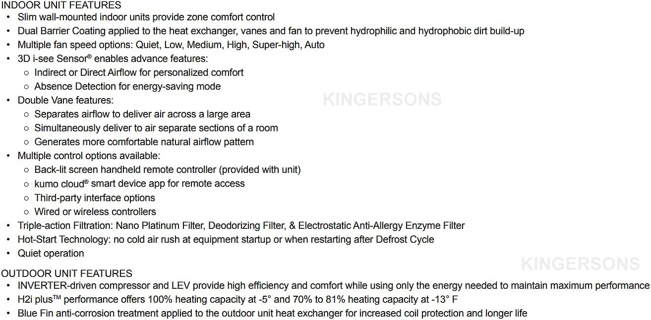 Mitsubishi 12,000 BTU Ductless Split System AC SEER 26.1 Cool & Hyper Heat Most Energy Efficient System