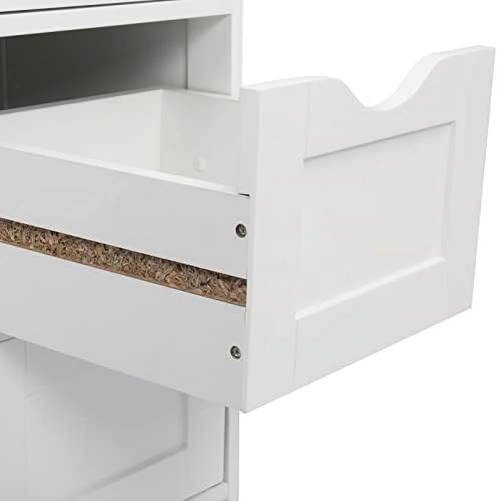HBBOOMLIFE Bathroom Floor Cabinet  Freestanding Bathroom Cabinet with 4 Drawers  Side  Cabinet for Bathroom  Living Room  Bedroom (White  11.8" W x 11.8" D x 32.3" H) - Curated Treasures Market
