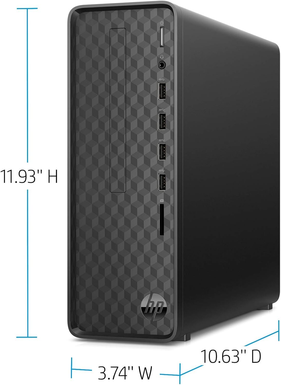 HP Slim Desktop, AMD Athlon Silver 3050U, 4GB RAM, 256 GB SSD, Windows 10 Home (S01-aF0011, Black) (Renewed)