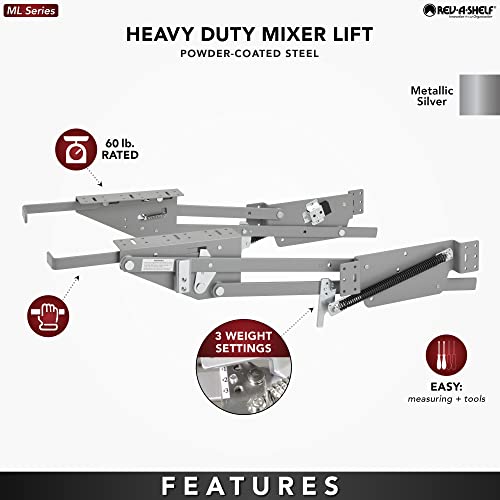 Rev-A-Shelf Heavy-Duty Spring Loaded Appliance Lift Assist Kitchen Cabinet Mechanism for Small Kitchen Appliances, Zinc
