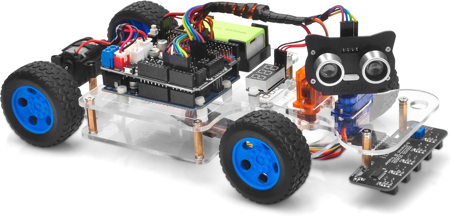 OSOYOO Robot Rc Smart Car DIY Kit to Build for Adults Teens with Servo Power Steering Motor, WiFi, Bluetooth, Code Programmable Compatible with Arduino UNO