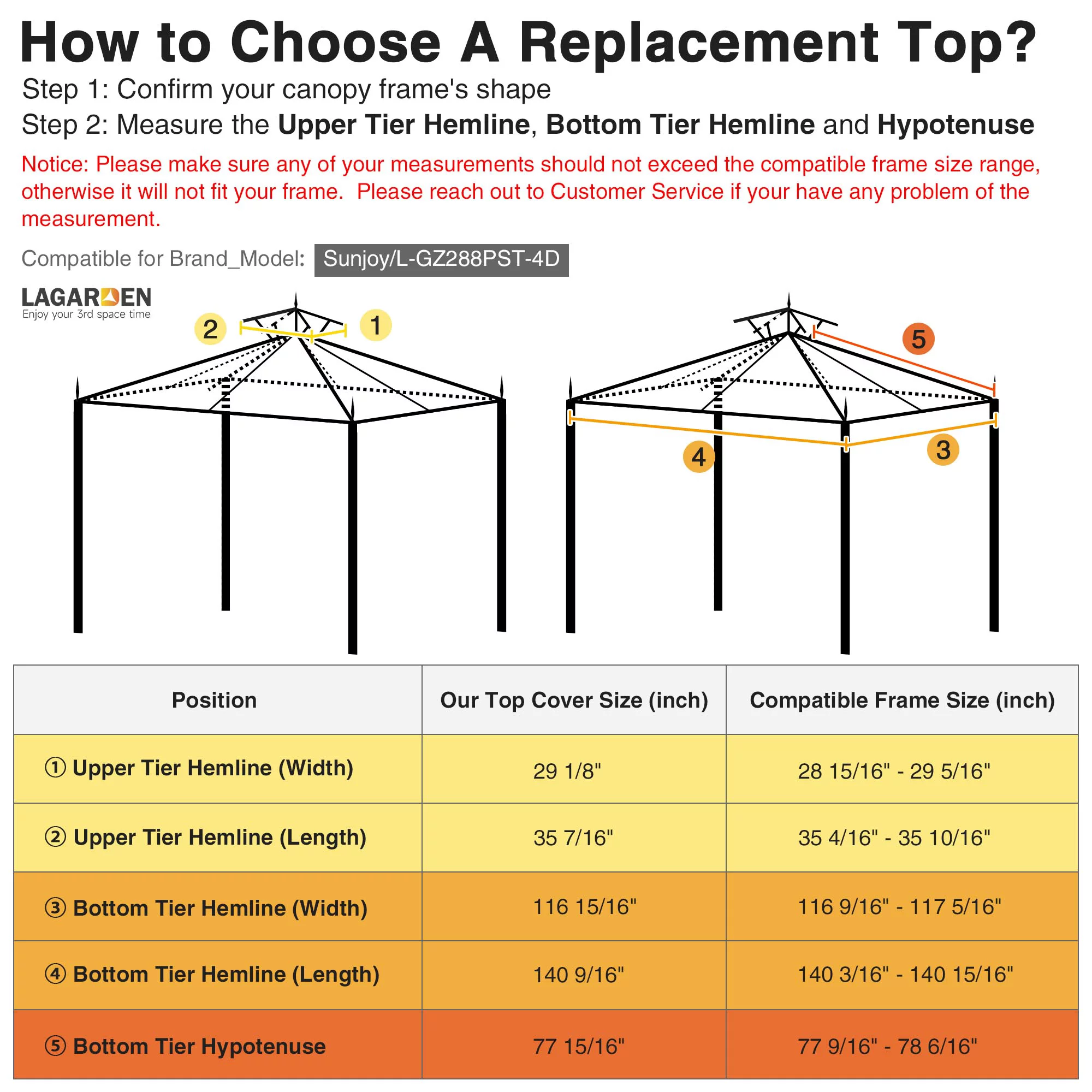 Yescom 10'x10' Gazebo Top Replacement for 2 Tier Outdoor Canopy Cover Patio Garden Yard Grey Y00910T09