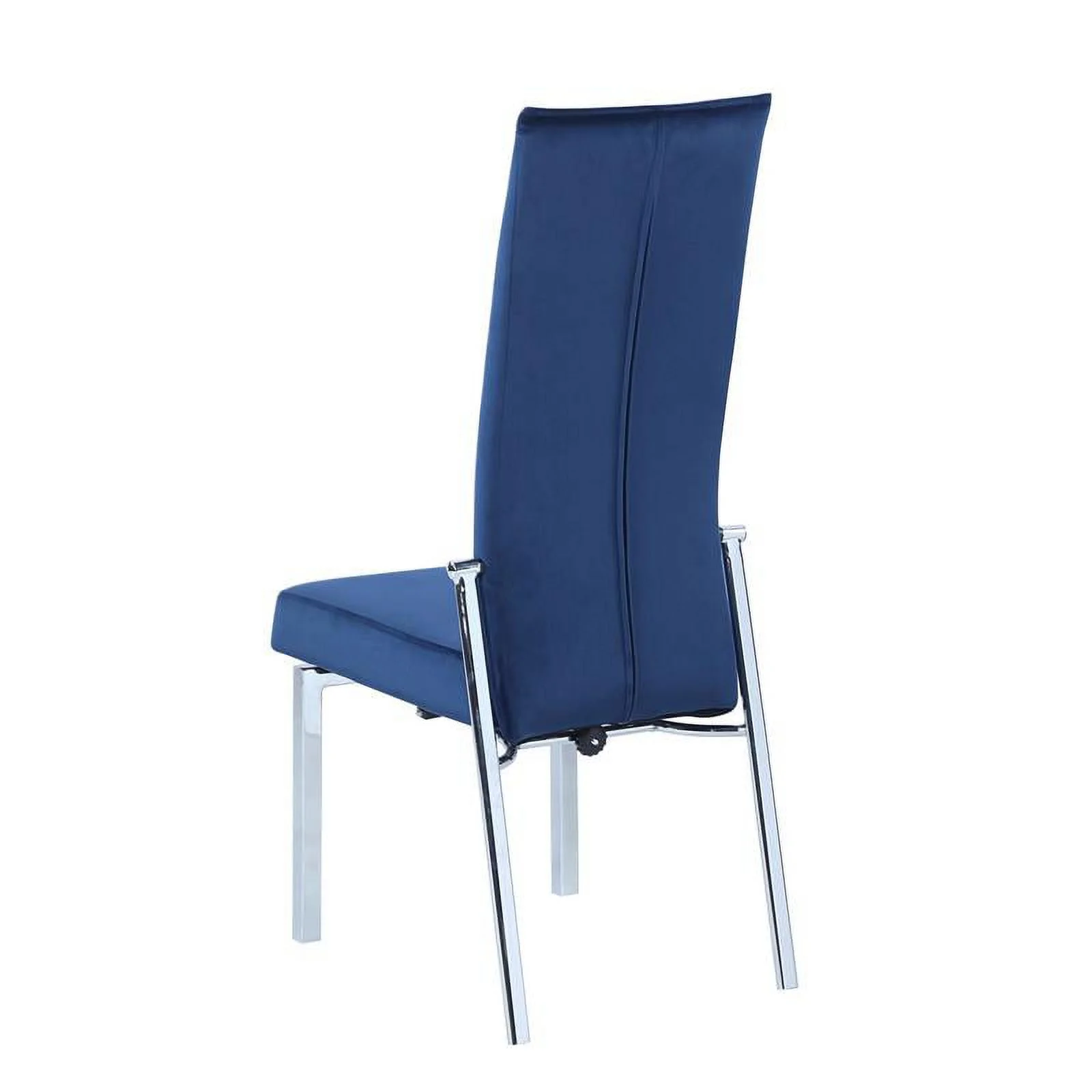 Milan Brunette Dining Set with 60" Glass Top Table & 4 Blue Motion-back Chairs