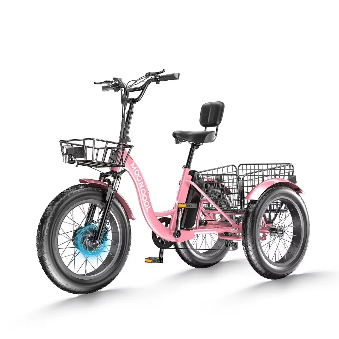 NAIZEA 20" Electric Trike Tricycle for Adults, 7 Speed Fat Tire Electric Trike, 3 Wheels Bike for Adults with Front and Rear Baskets, Lithium Battery UL Certified - Curated Treasures Market