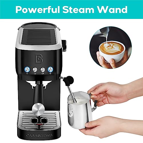 CASABREWS Espresso Machine 20 Bar, Professional Coffee Maker Cappuccino Latte Machine with Steam Milk Frother, Espresso Coffee Machine with 49oz Removable Water Tank, Stainless Steel, Gift for Dad Mom