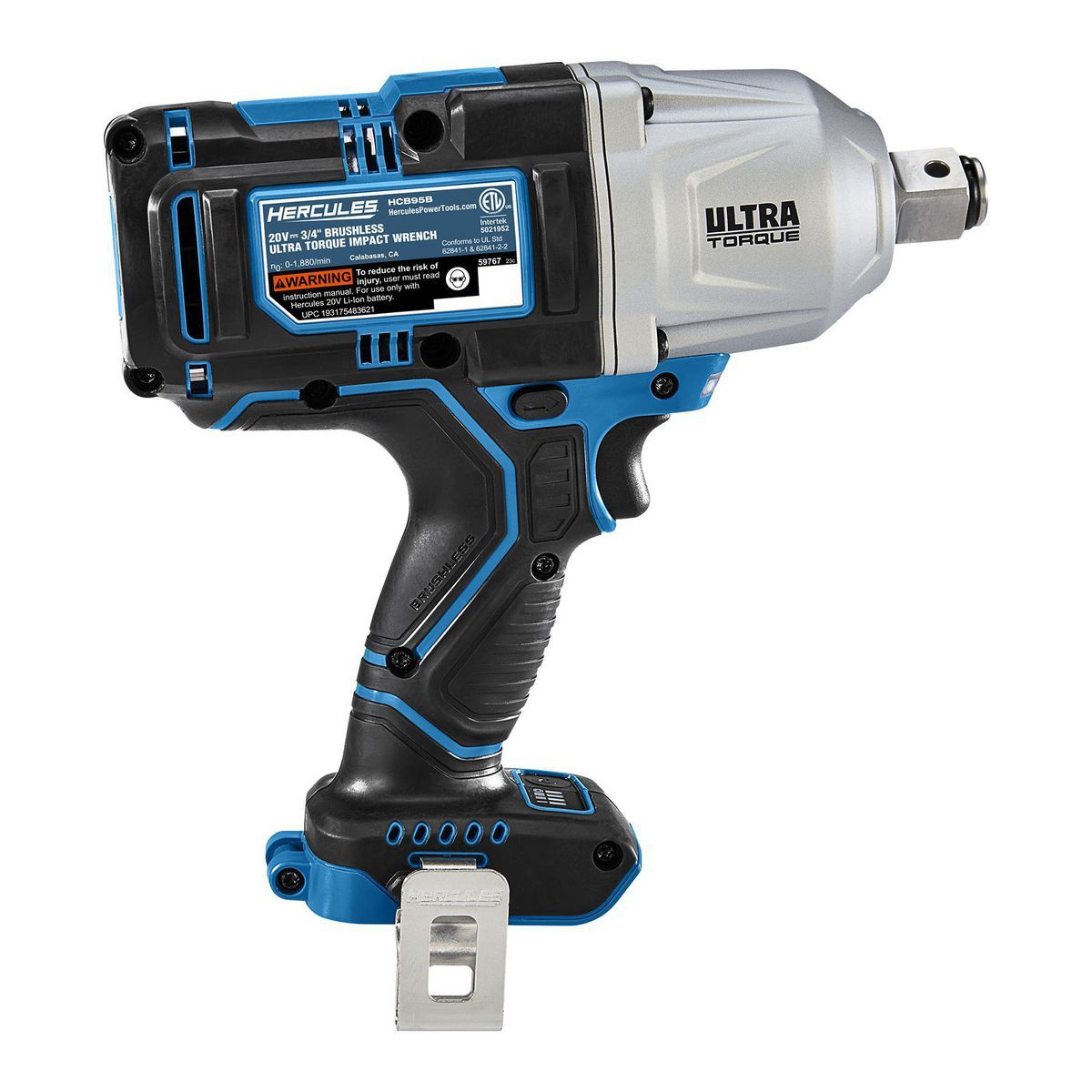 HERCULES 20V Brushless Cordless, 3/4 in. Ultra Torque Impact Wrench with Friction Ring - Tool Only