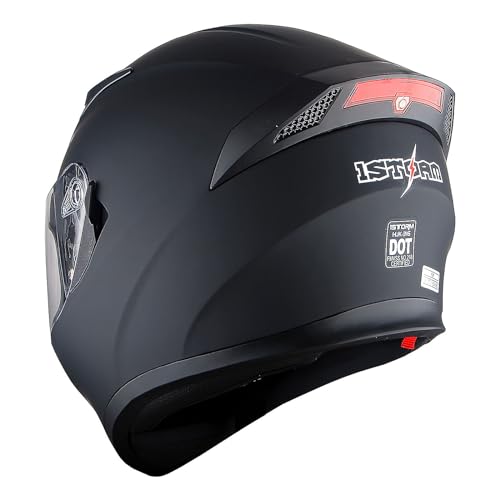 1Storm Motorcycle Full Face Dual Visor Helmet Bundle with Spoiler and Motorcycle Bluetooth Headset: HJK316 Matt Black
