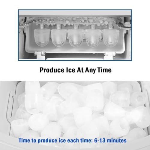 ARLIME Ice Maker, 26 Lbs/24H Ice Machine Countertop with Ice Scoop & Easy Operated Panel, Self Cleaning, Ice Cubes Ready in 7 Mins, Bullet Shape Ice, Nugget Ice Maker for Home Office, Kitchen