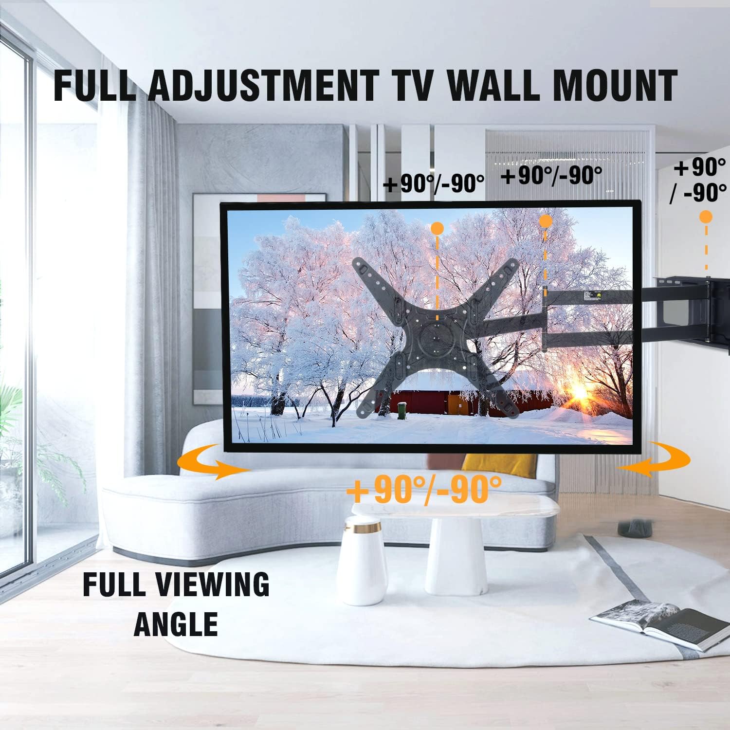 WHYFONE Landscape to Portrait Long Arm TV Mount,Full Motion TV Wall Mount Bracket with 48" Extension Articulating Arms,Swivels,Tilts,Rotation,Fits 23- 60" TVs & Monitor,Holds 100 lbs,VESA400x400mm