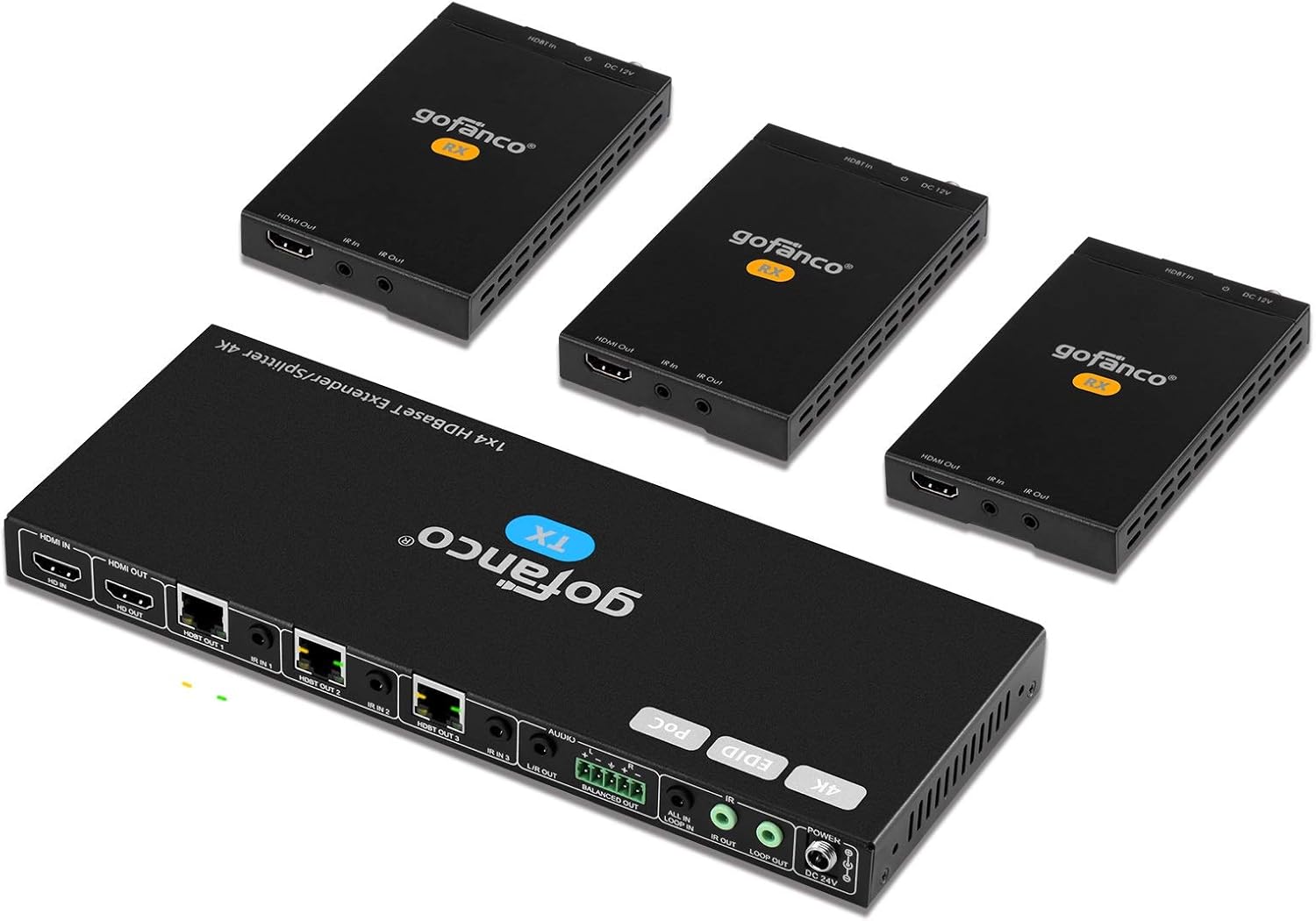 gofanco Prophecy 1x2 HDMI Extender Splitter Full HD 1080p Over Cat5e/Cat6/Cat7 Ethernet Cable with HDMI Loopout - Up to 50m/165ft - EDID Management, Bi-Directional IR Remote Control (1 in 2 Out)
