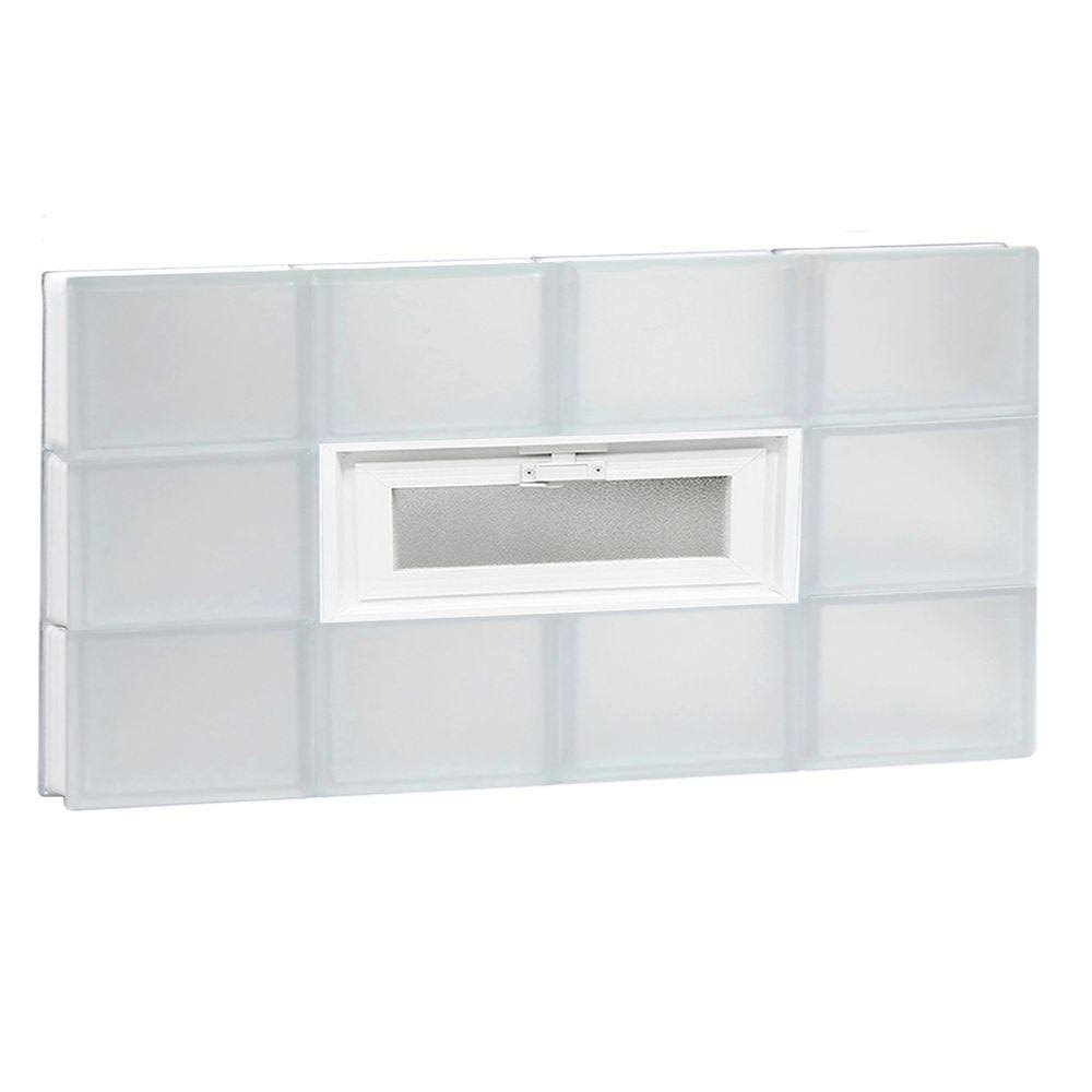 Clearly Secure 31 in. x 17.25 in. x 3.125 in. Frameless Vented Frosted Glass Block Window 3218VFR