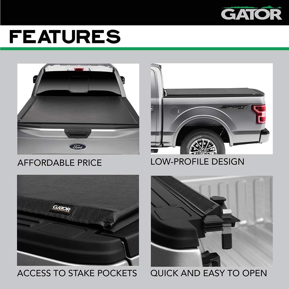 Gator ETX Soft Roll Up Truck Bed Tonneau Cover | 53111 | Fits 2014 - 2018, 2019 Ltd/Lgcy Chevy/GMC Silverado/Sierra 8' 2" Bed (97.8'')