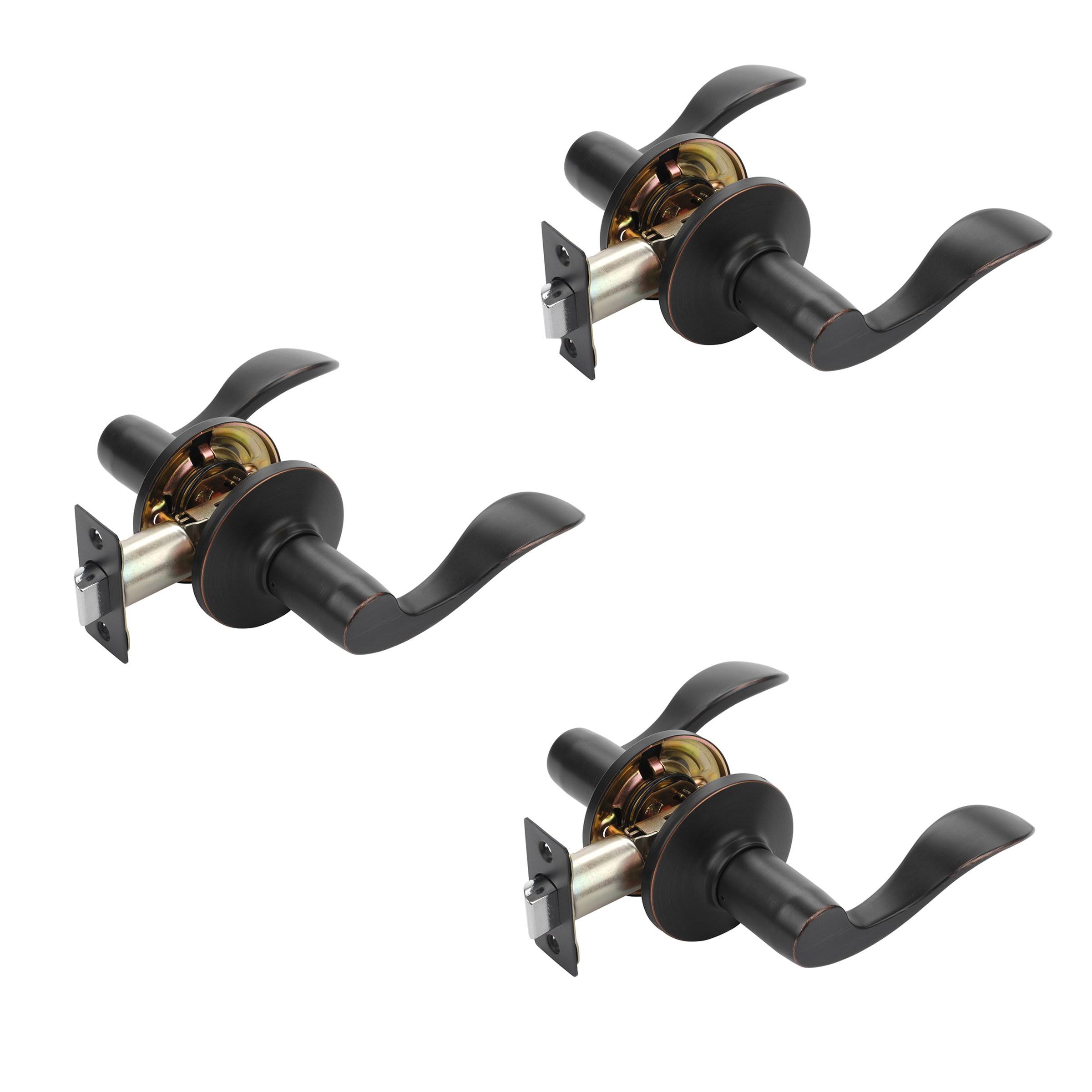 Dynasty Hardware HER-82-12P Heritage Lever Passage Set, Aged Oil Rubbed Bronze, Contractor Pack (3 Pack)