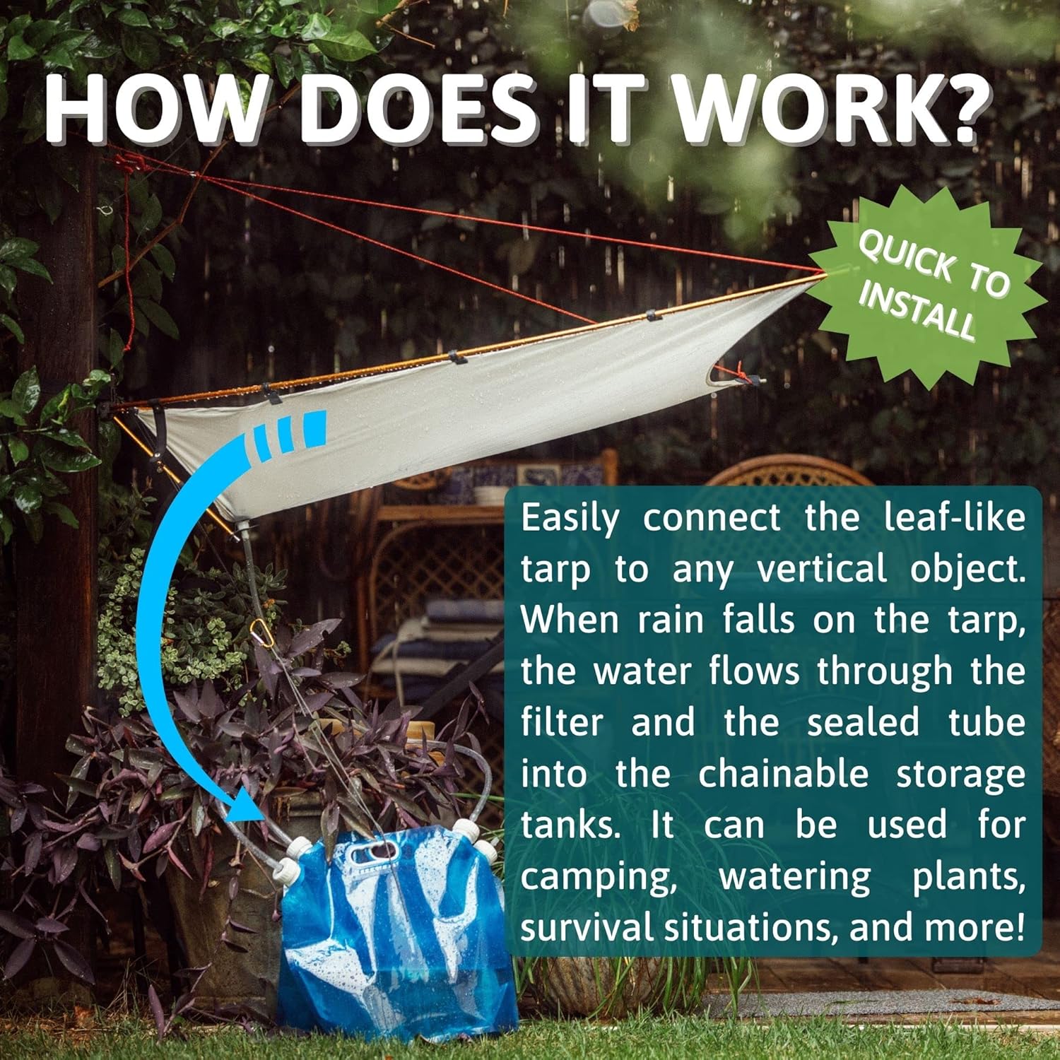 Rainwater Harvesting System– Premium Rain Collection for Off-Grid Living – Ultra-Lightweight Folding Rain Barrel Water Collector – Built-in Filtration Unit – 2 x 2.6 Gallons Foldable Containers