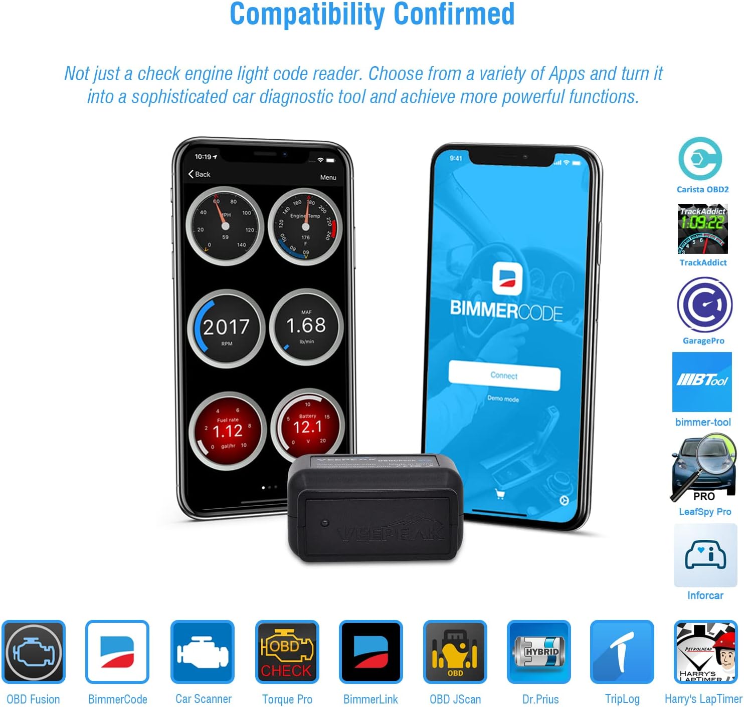 Veepeak OBDCheck BLE+ Bluetooth 4.0 OBD II Scanner for iOS & Android, Car Diagnostic Code Reader Scan Tool for Universal OBDII / EOBD Vehicles Pack of 2