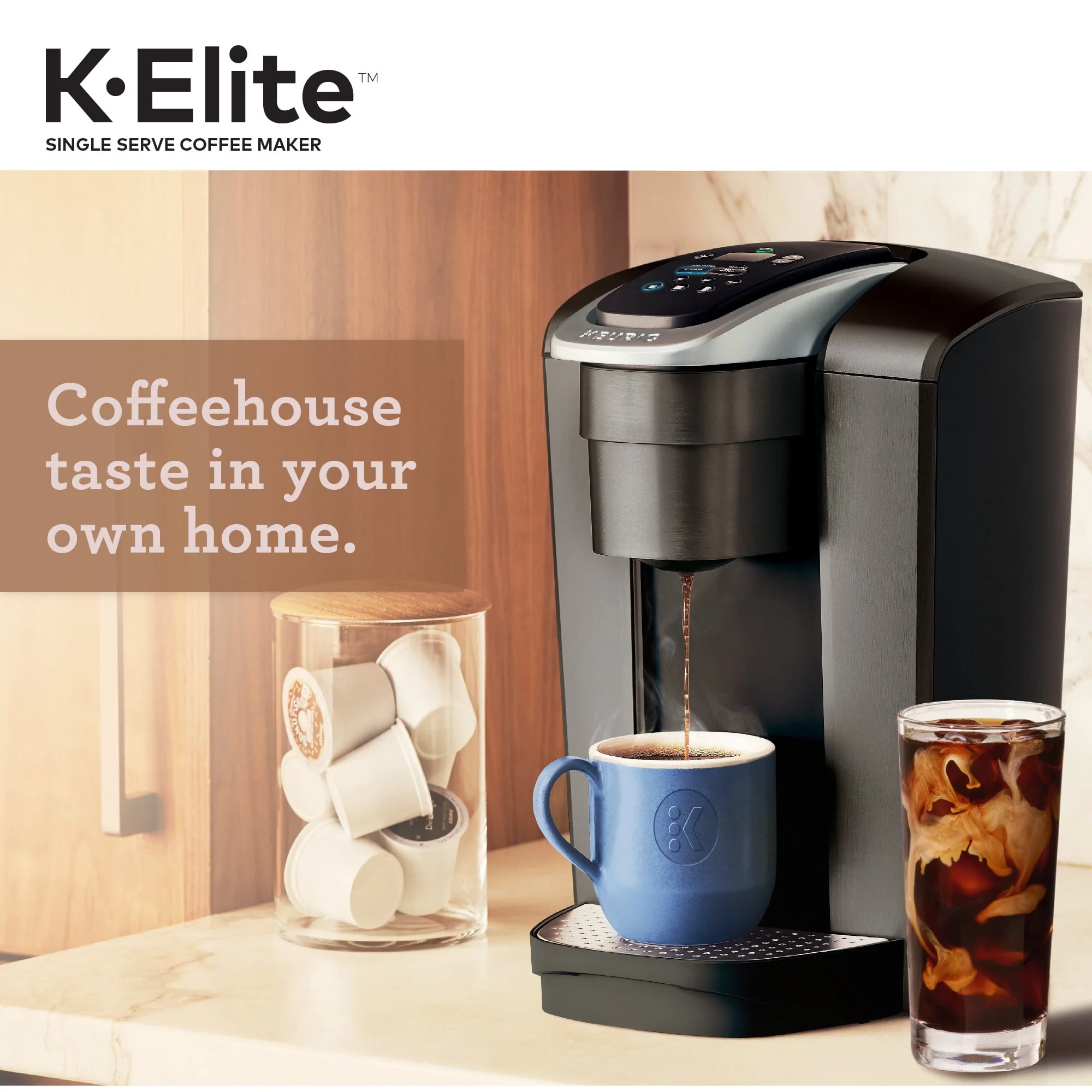 Keurig K-Elite, Single Serve K-Cup Pod Coffee Maker, Brushed Gold