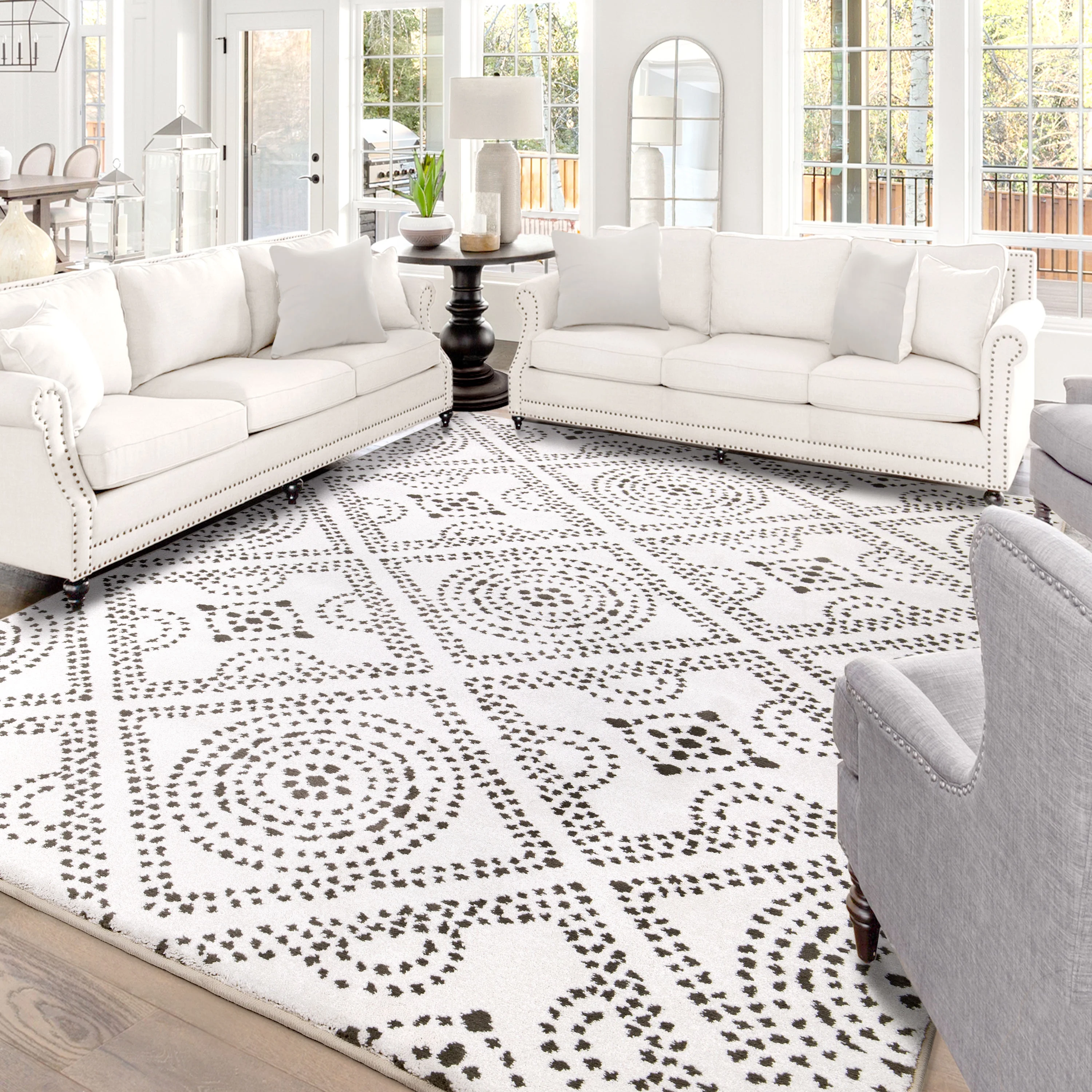 My Texas House Saltillo 5'3" X 7'6" Natural White Bohemian Area Rug