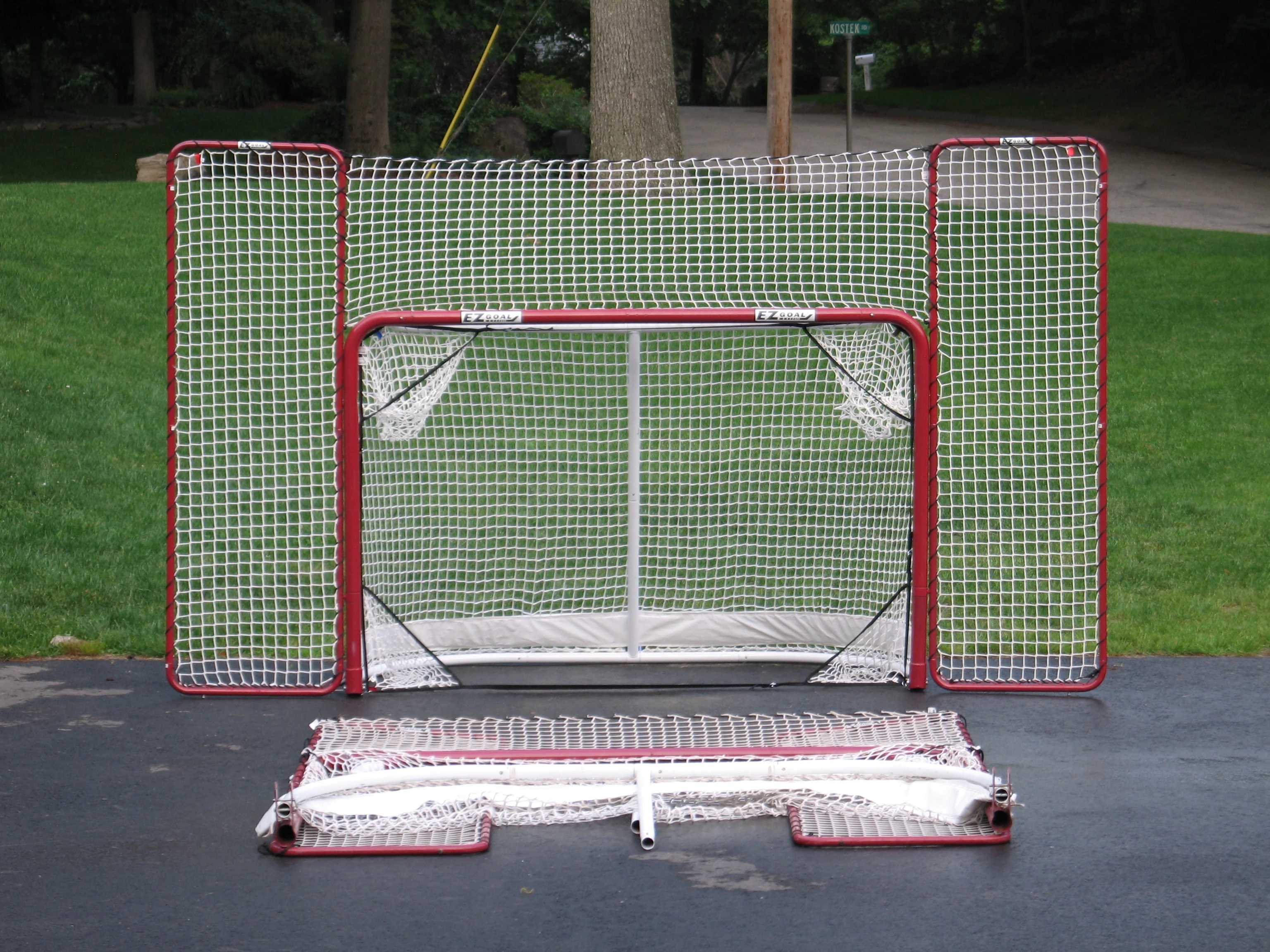 Monster by EZgoal Hockey Folding Goal with Backstop and 4 Targets Net