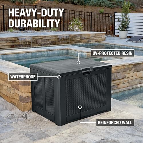 Rubbermaid Extra Large Resin Outdoor Storage Deck Box (134 Gal), Weather Resistant, Gray, Deck Organization for Home/Backyard/Pool Chemicals/Toys/Garden Tools/Porch/Patio Cushions