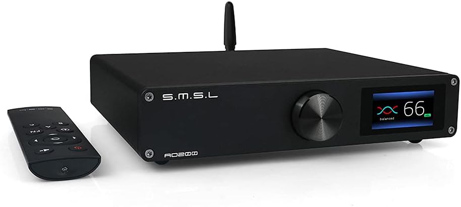 SMSL AO200 Digital Power Amplifier Bluetooth 5.0 MA12070×2 Chip 150W×150W USB/BT/XLR/RCA Input 2 Channel HiFi Desktop Amp with Remote Control for Subwoofer/Passive Speaker