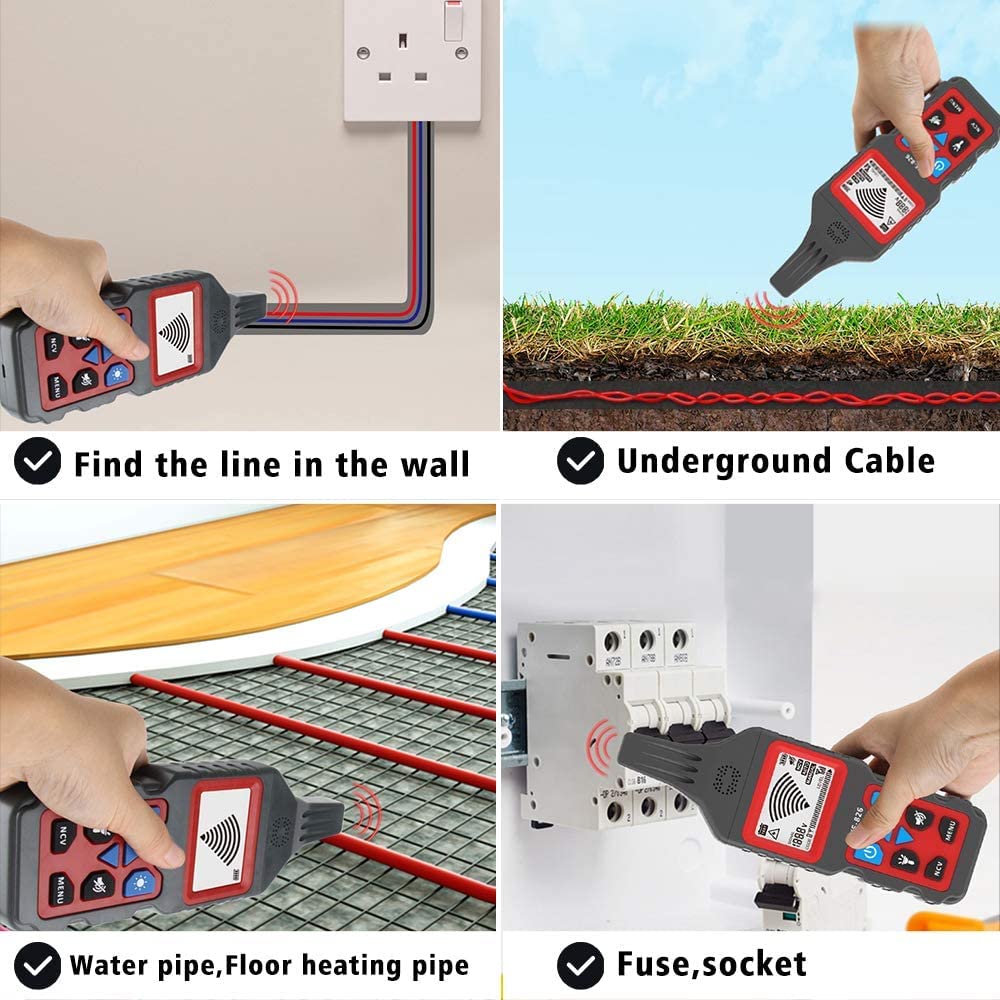 Underground Cable Tester, Wire Tester Portable Locator Wire Tracker , Detecting Wall and Underground Cables, Electrical Lines, Gas and Water Supply Pipeline Path Pack of 2