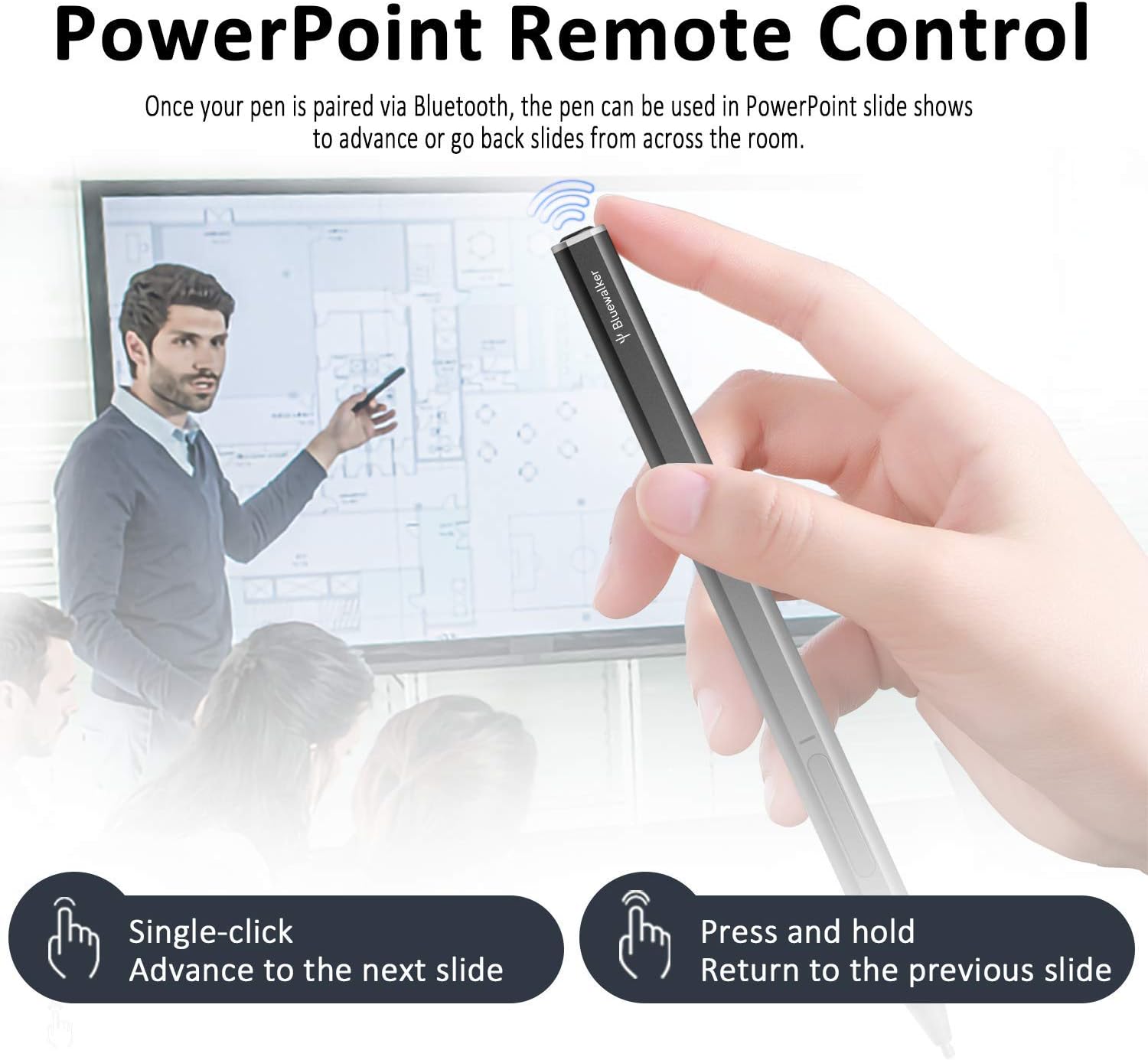 RENAISSER Stylus Pen for Surface, Bluetooth for Remote Control, Made in Taiwan, 4096 Levels of Pressure Sensitivity, Magnetic Attachment, Rechargeable, Raphael 520BT Pack of 2