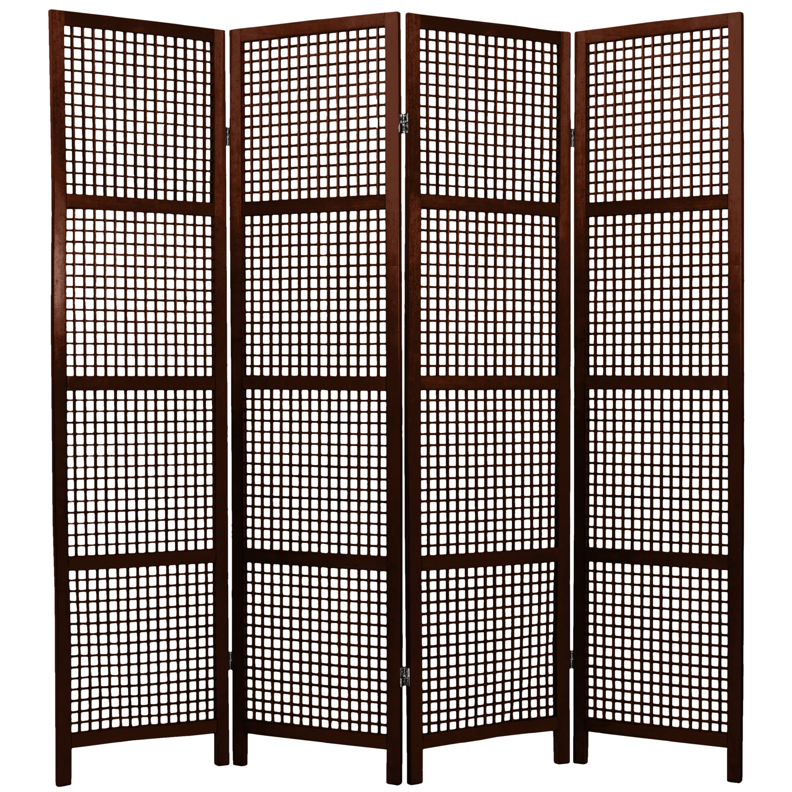 Oriental Furniture 6 ft. Tall Miyagi Shoji Screen - 4 Panel - Walnut - Curated Treasures Market