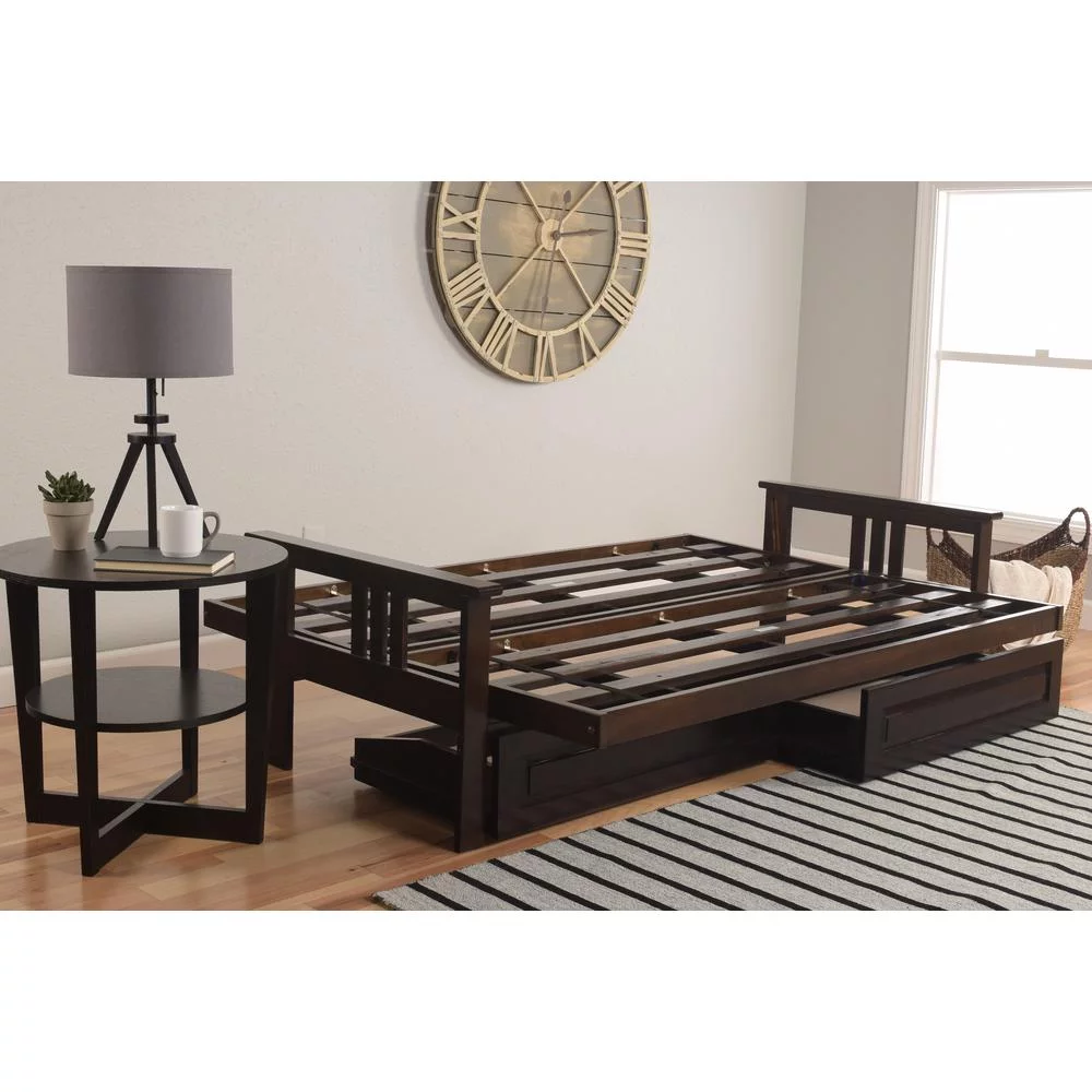 KODIAK Monterey Frame-Espresso Finish-Suede Black Mattress-Storage Drawers - Curated Treasures Market