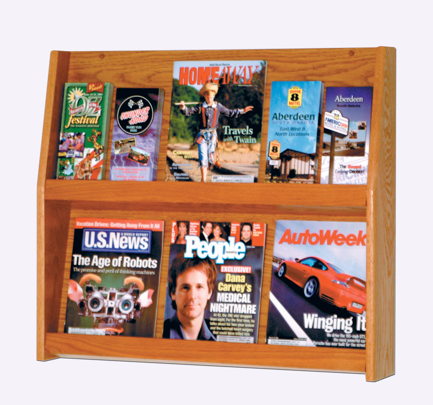Wooden Mallet Medium Oak 12 Pocket Literature Display
