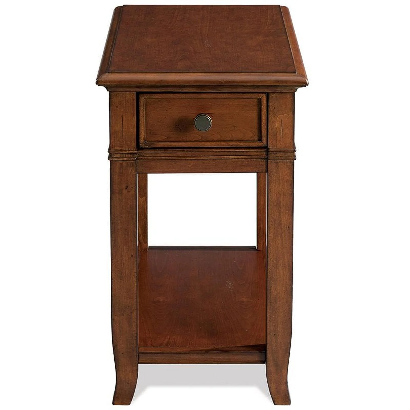 Bowery Hill 1 Drawer Traditional Wood End Table with Bottom Shelf in Cherry