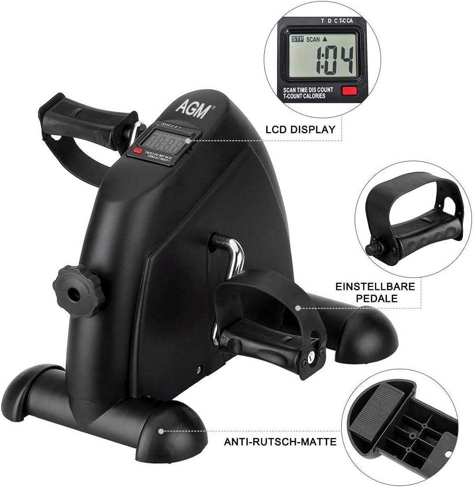 Mini Exercise Bike Pedal Exerciser Portable Cycle Arm and Leg Exerciser with LCD Display Pack of 2