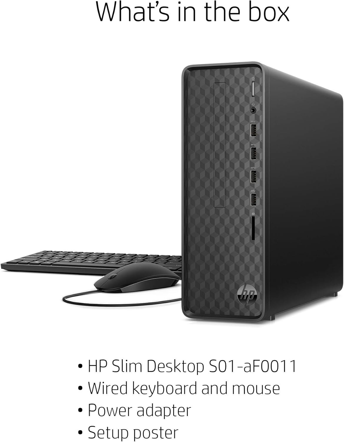 HP Slim Desktop, AMD Athlon Silver 3050U, 4GB RAM, 256 GB SSD, Windows 10 Home (S01-aF0011, Black) (Renewed)