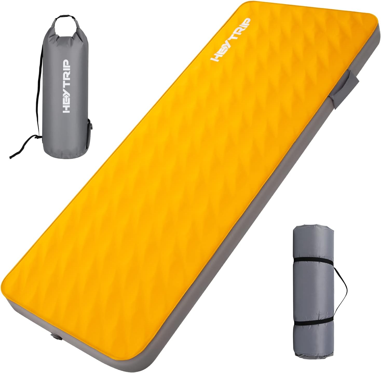 Heytrip 4 Inch Self-Inflating Foam Sleeping Pad with 9.5 R-Value, Portable Roll Up Camping Foam Mattress with Pump Sac, Perfect for Car Camping, Easy to Inflate Deflate (78'' x 30'' x 4'')
