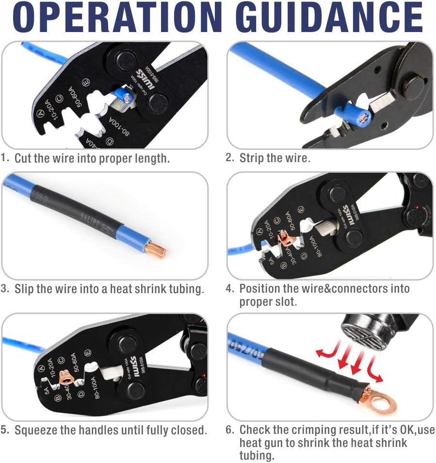 IWISS Battery Cable Lug Crimping Tool for Open Barrel Lug,Lead-Free OEM Battery Terminals,B Type Crimper for AWG 16-4