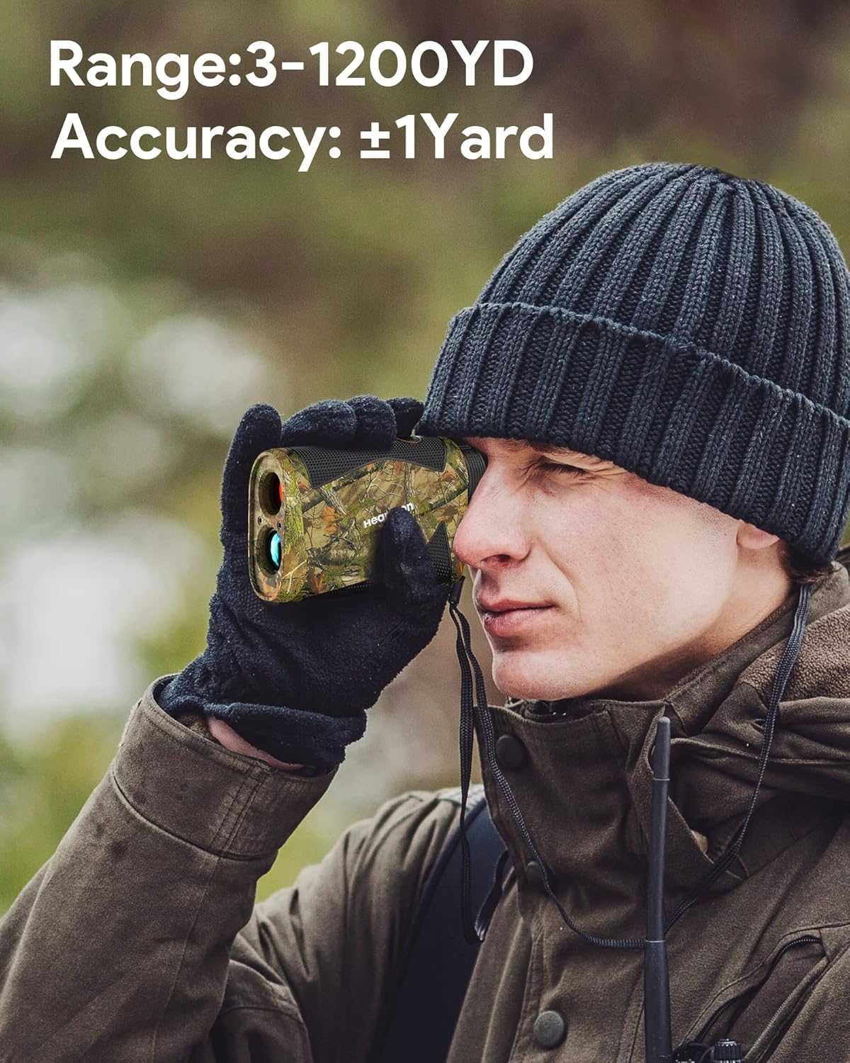Hunting Rangefinder, Heartgon 1200 Yards Rechargeable Rangefinder for Hunting, 6X Magnification, High-Precision Continuous Scan/Distance/Angle/Speed Waterproof Bowhunting Rangefinder
