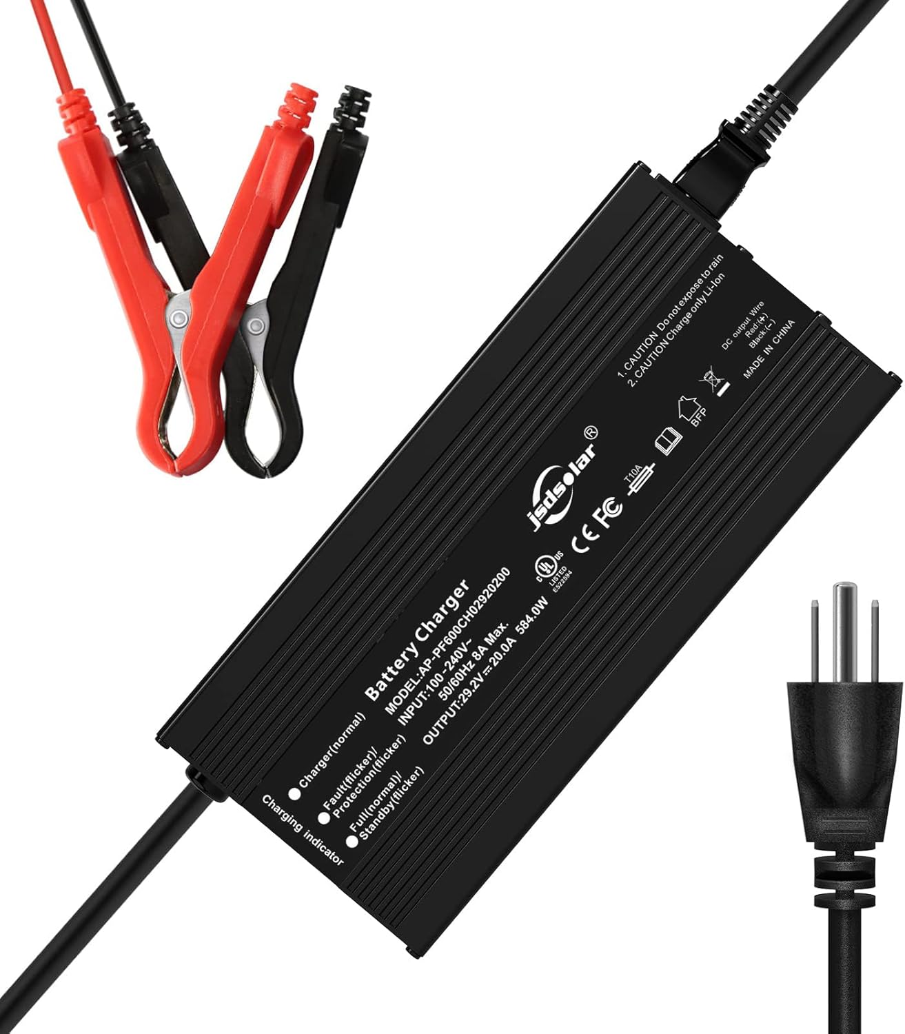 24V 20A Lithium Battery Charger LiFePO4 Battery Charger AC-DC Smart Charger with Anderson Connector LED Indicator Special for Lithium LiFePO4 Deep Cycle Rechargeable Batteries of Boat, RV