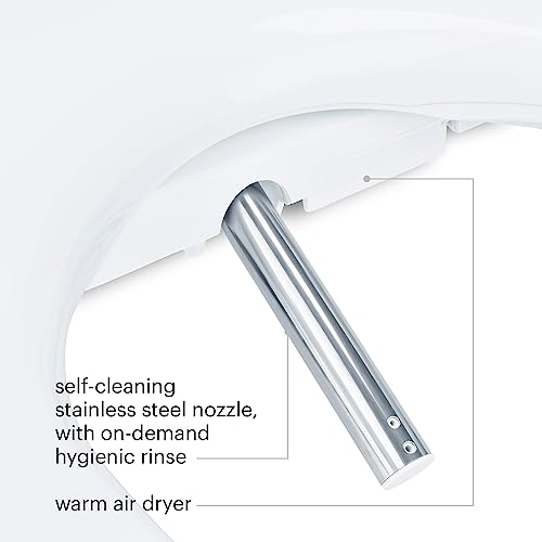 Brondell Swash Bidet Seat with Side Arm Controls, Oscillating Stainless-Steel Nozzle, Warm Air Dryer, Ambient Nightlight