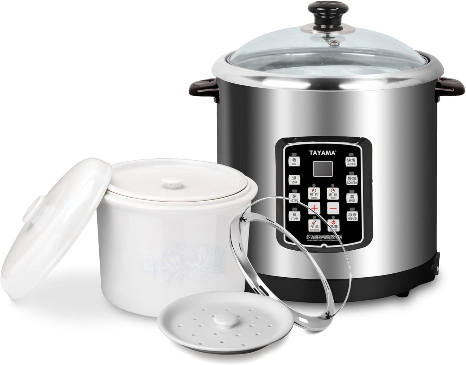 Tayama TSP-1000 Stainless Steel 8-in-1 Multi-Functional Electric Stew Cooker 10 Liter, Large