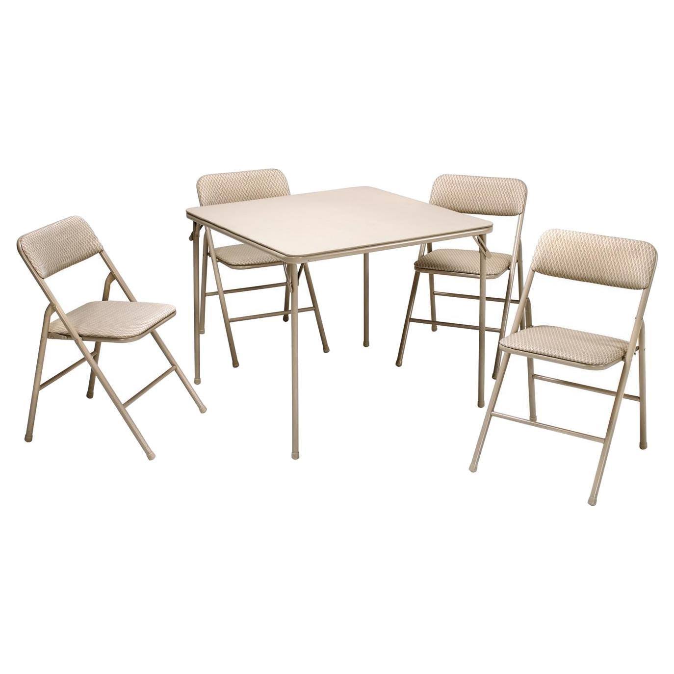 Cosco 5-Piece Folding Table and Chair Set, Wheat