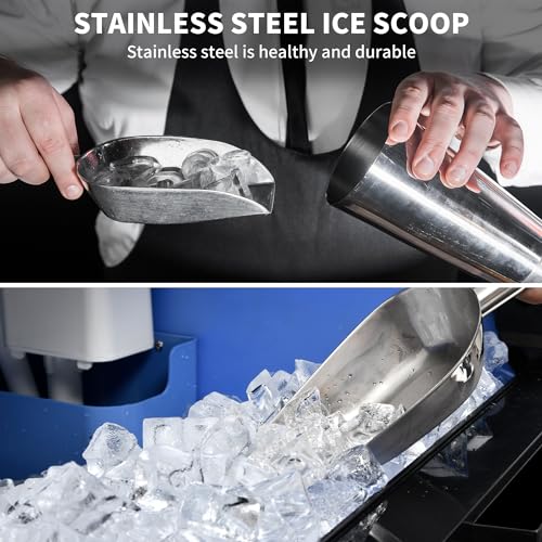 YITAHOME Commercial Ice Maker Machine Stainless Steel Ice Scoop, Blue Light, Freestanding Ice Machine for Home, Restaurants, Bars
