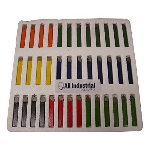 All Industrial 19896 38 Piece 1/2x22 Premium C6 Carbide Tipped Lathe Tool Bit Set Brazed Single Point