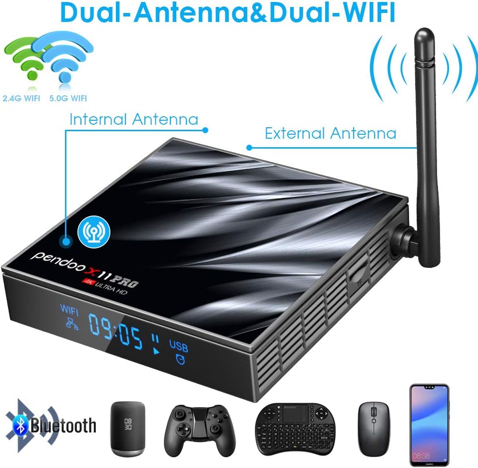 Android TV Box 10.0, 2021 Upgraded X11 PRO Android TV Box 4GB DDR3 64GB eMMC, Allwinner H616 Quad-Core 64bit with 2.4G/5.8G Dual WiFi BT4.2 with Mini Wireless Keyboard Pack of 2