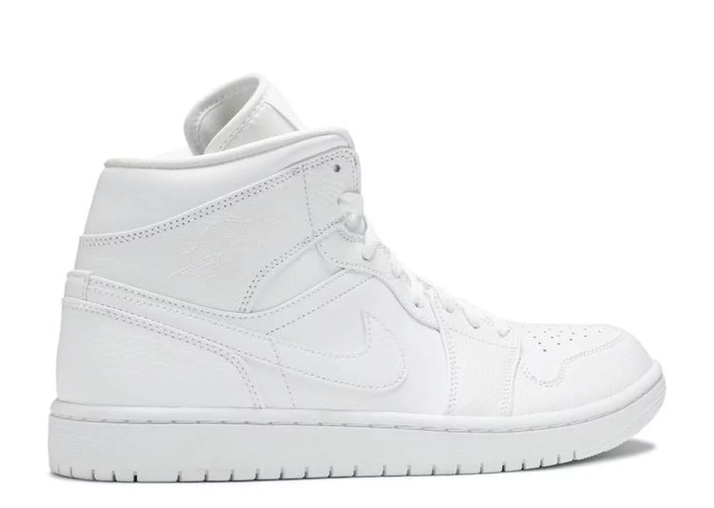 Men's Jordan 1 Mid White/White-White (554724 130) - 7.5 - Curated Treasures Market