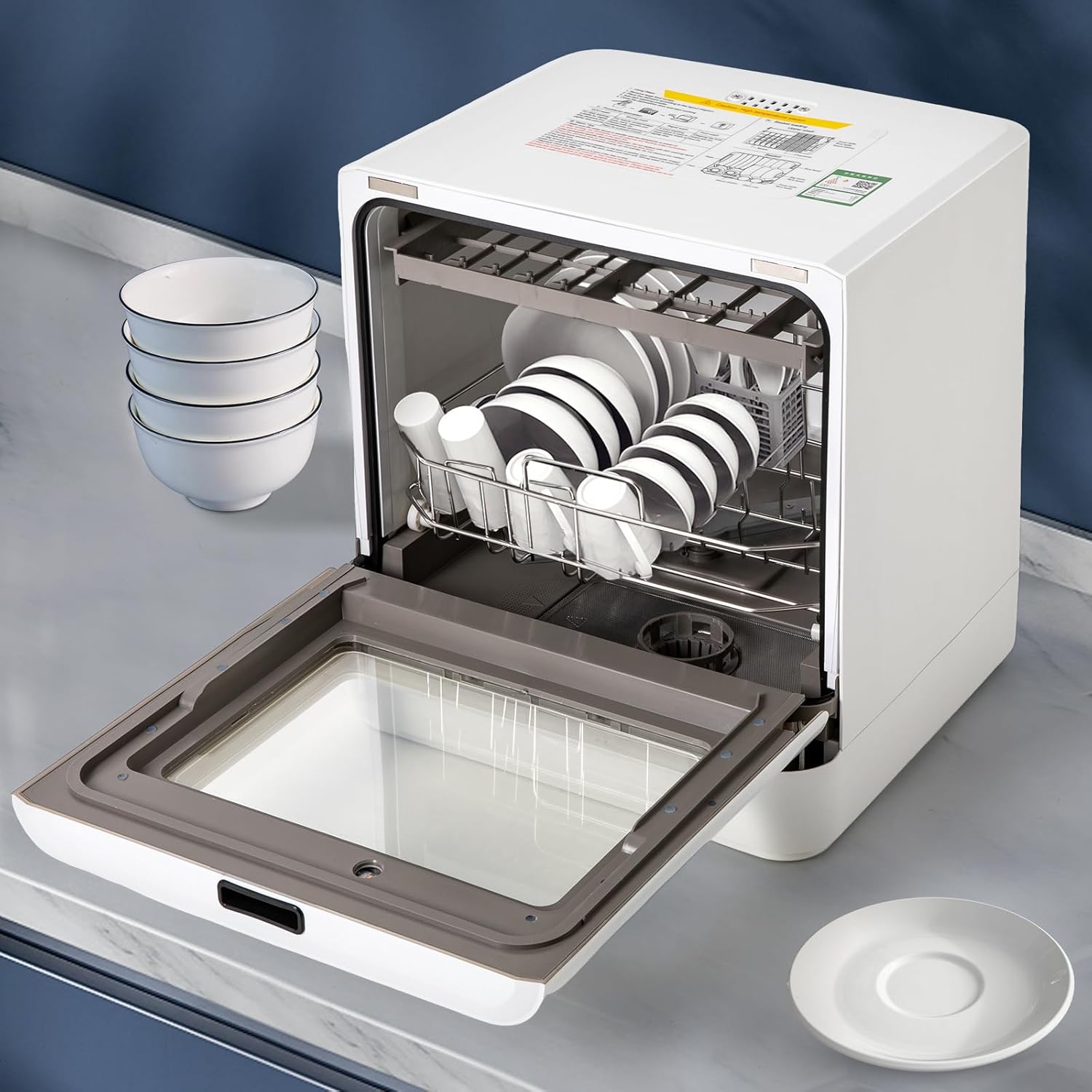 Portable Countertop Dishwashers,Compact Dishwashers,4 Cleaning Modes,Portable Mini Dishwasher for Apartments& RVs 158°F High-Temp& Air-Dry Function