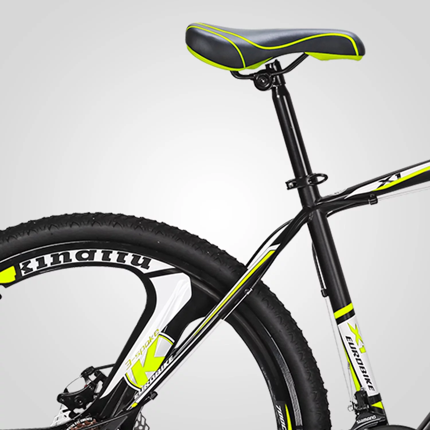 Eurobike X1 Mountain Bike 21 Speed 27.5 Inch Wheels Dual Disc Brakes bikes for Mens Bicycle 3-Spoke Wheels Yellow