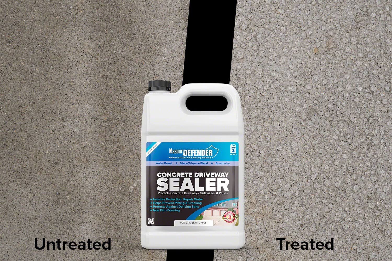 MasonryDefender 2.5 Gallon Penetrating Concrete Sealer for Driveways, Patios, Sidewalks - Clear Water-Based Silane Siloxane Seal