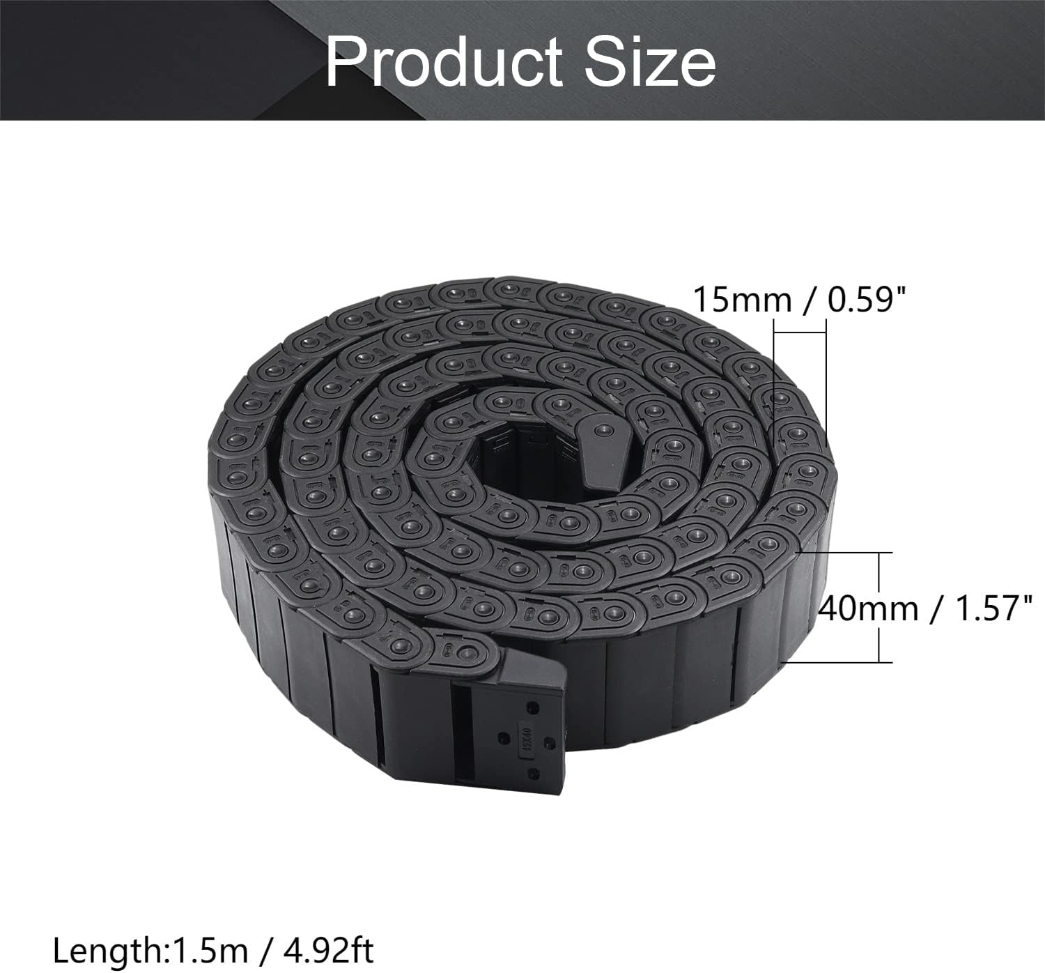 Fielect Drag Chain Cable Carrier Open Type with End Connectors R100 35X100mm 1 Meter Plastic for Electrical CNC Router Machines Black 1Pcs