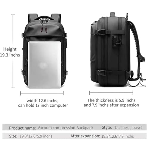 Vacpack Backpack Travel with Vacuum Women Men, Water Resistant & Anti Theft Vacpack Backpack Luggage for Traveling Carry On