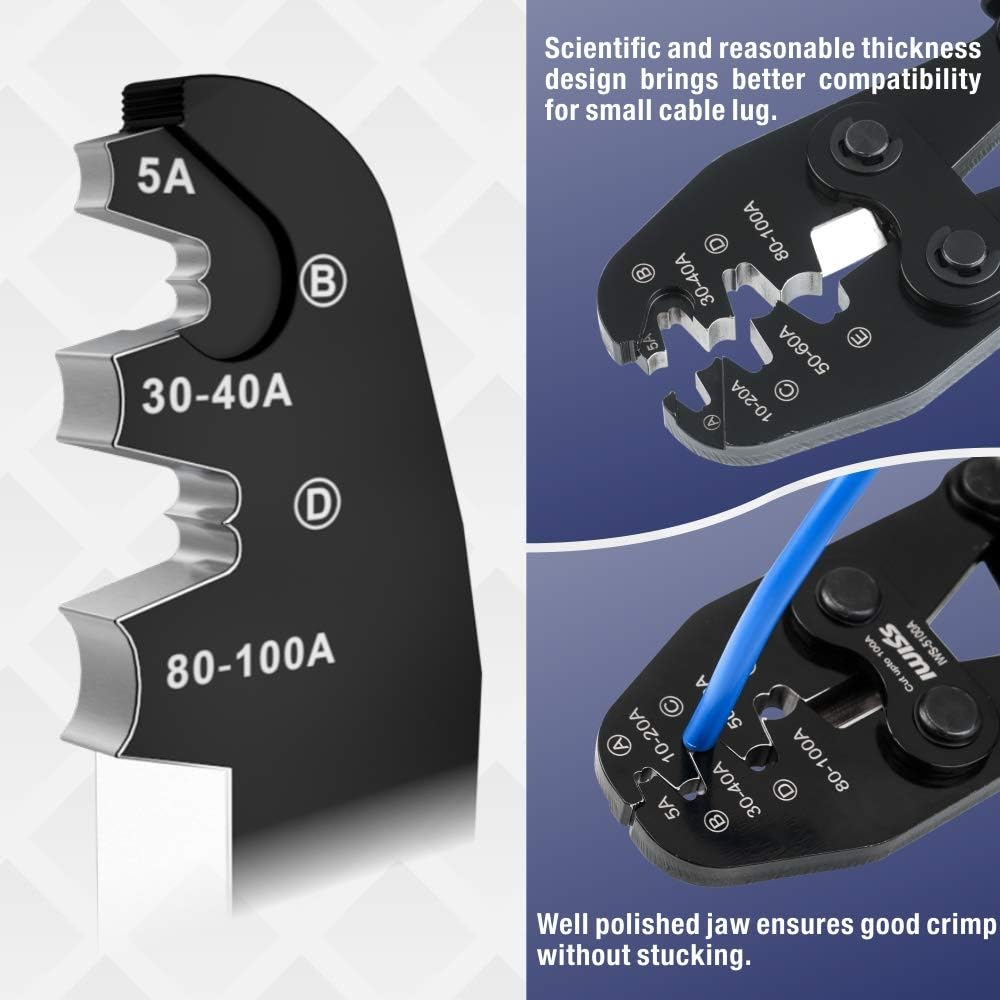 IWISS Battery Cable Lug Crimping Tool for Open Barrel Lug,Lead-Free OEM Battery Terminals,B Type Crimper for AWG 16-4