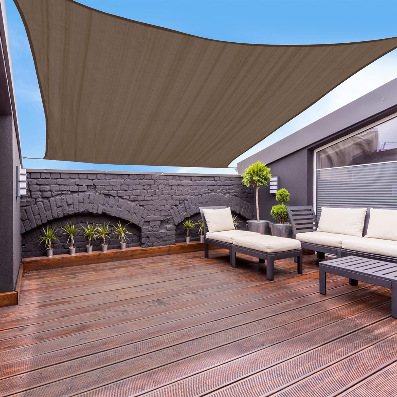 Garden expert 20'x20' Sun Shade Sail Sand Large Square Canopy Sail Shade Cloth for Patio Garden Outdoor Backyard